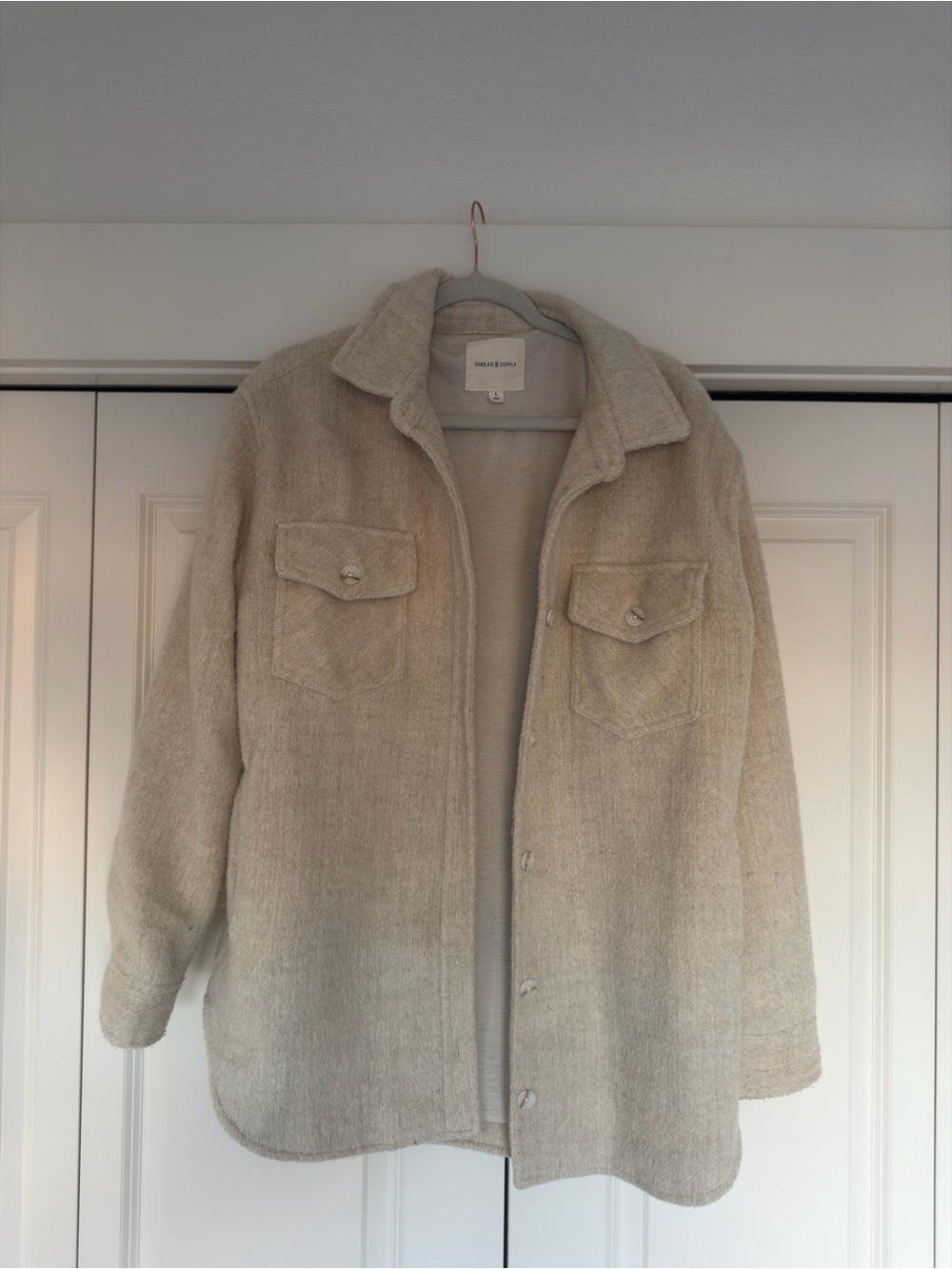 Thread & Supply Cream Sherpa Shacket Jacket